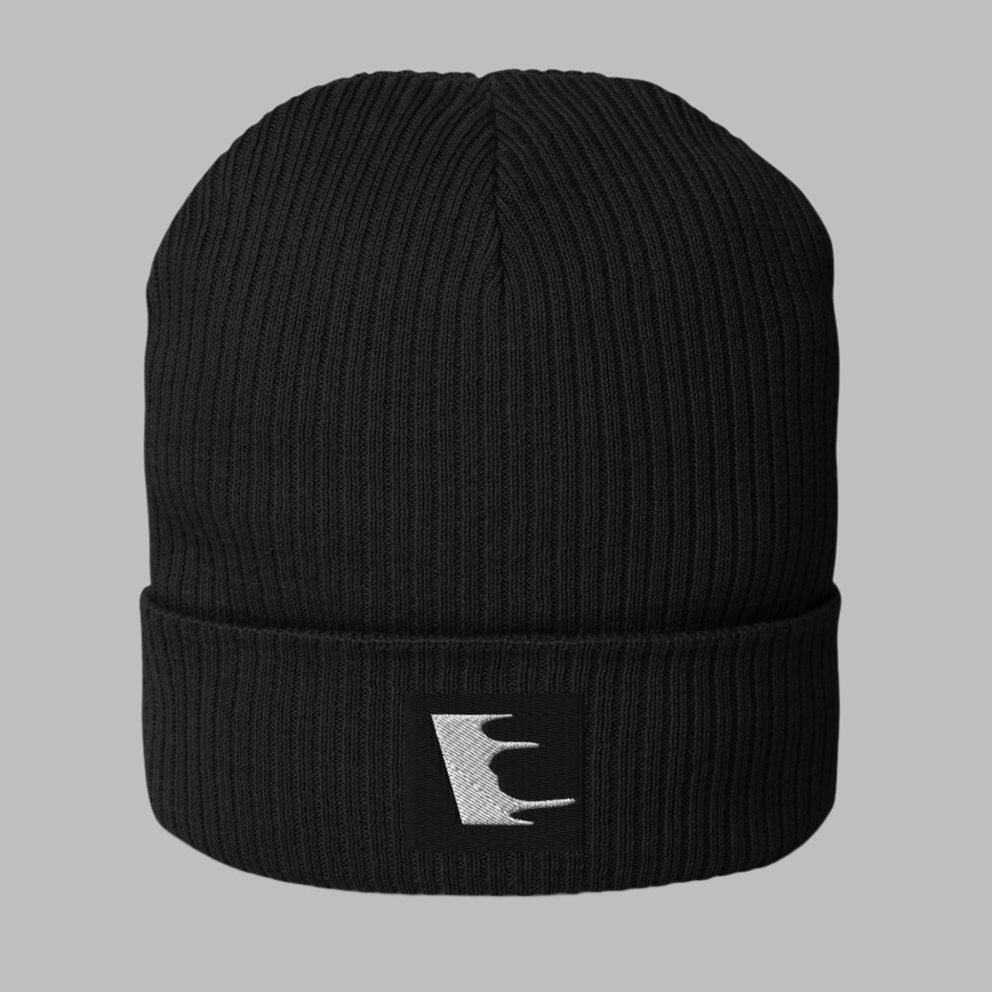 ORGANIC RIBBED BLACK BEANIE