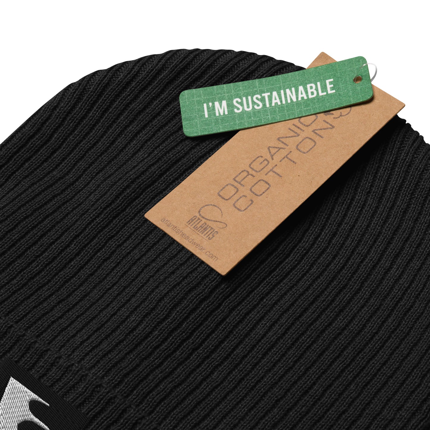ORGANIC RIBBED BLACK BEANIE