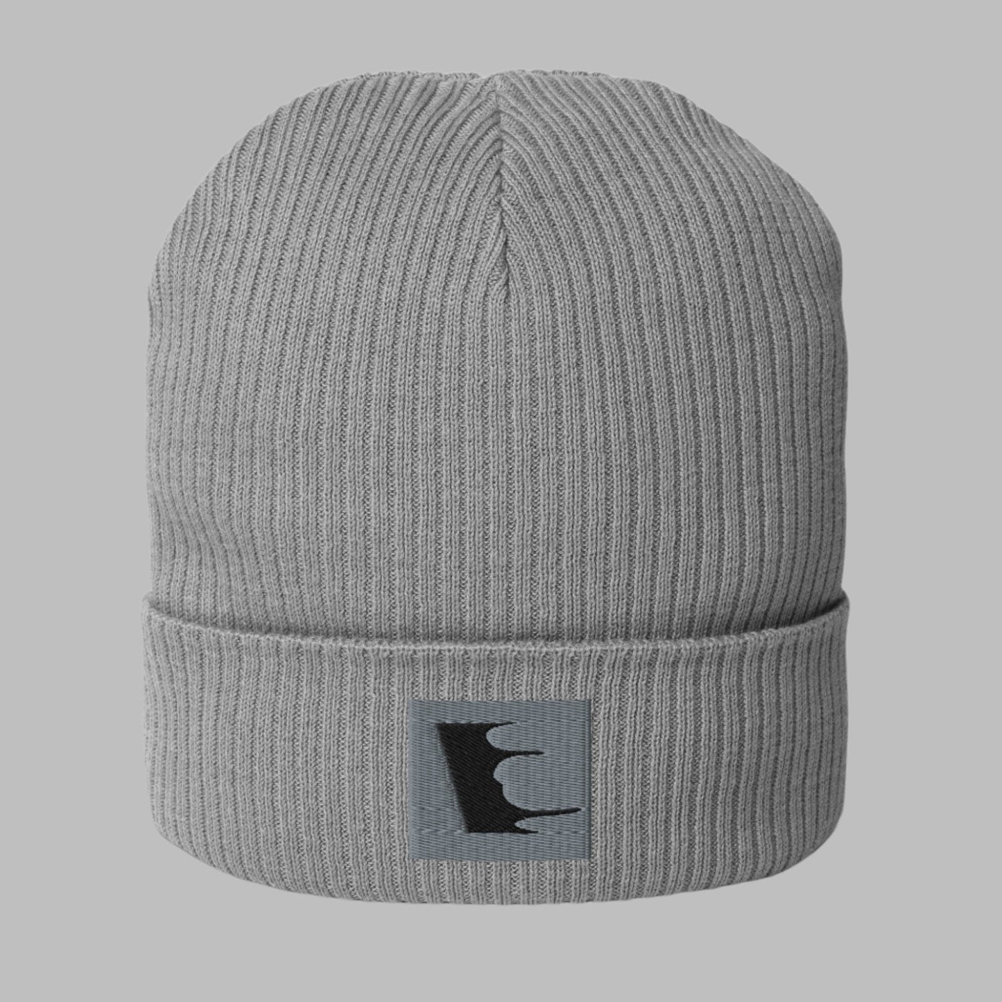 ORGANIC RIBBED GREY BEANIE