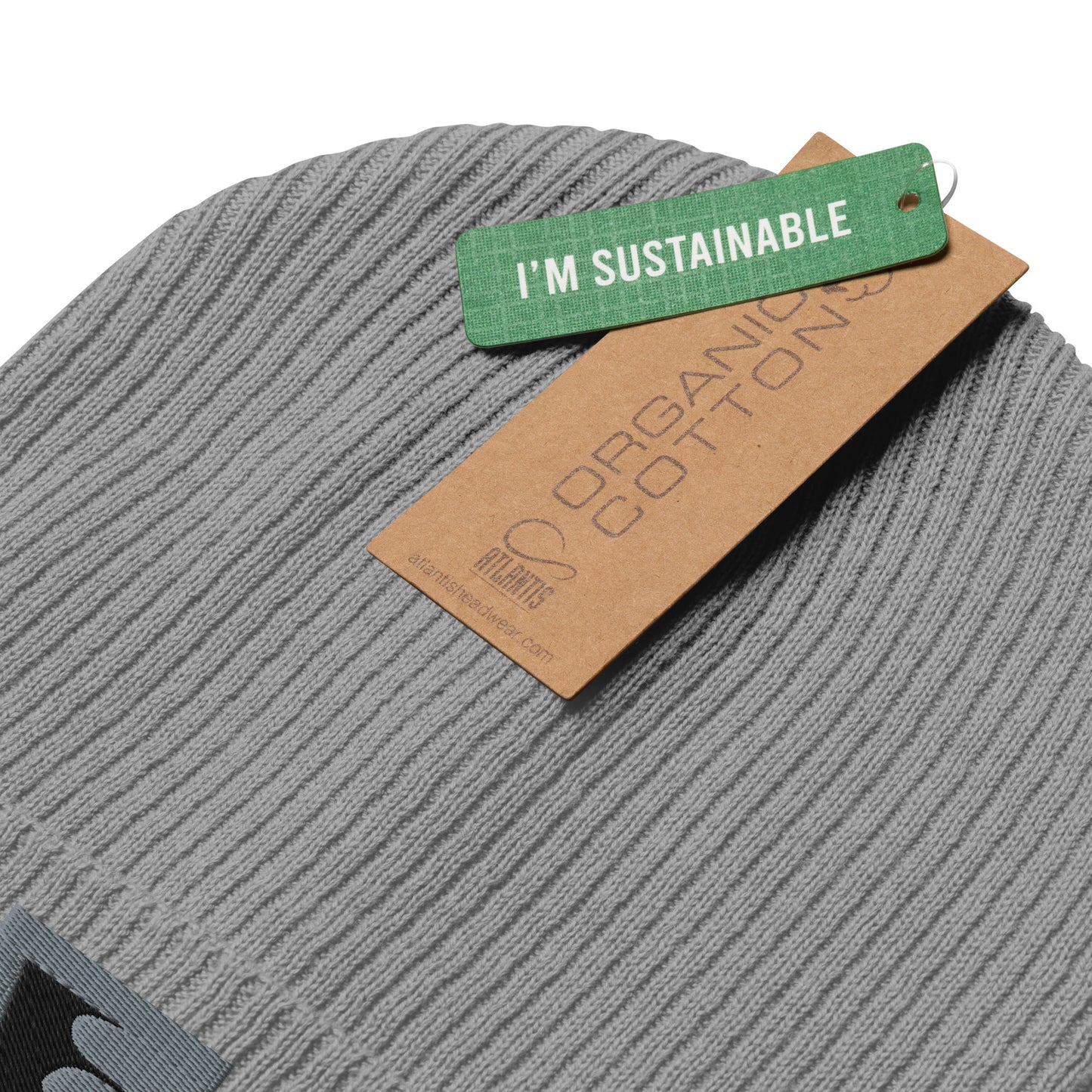ORGANIC RIBBED GREY BEANIE