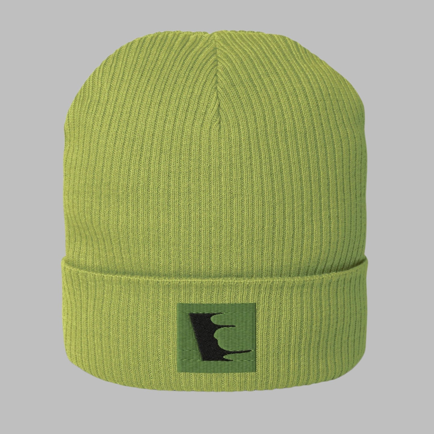 ORGANIC RIBBED GREEN BEANIE